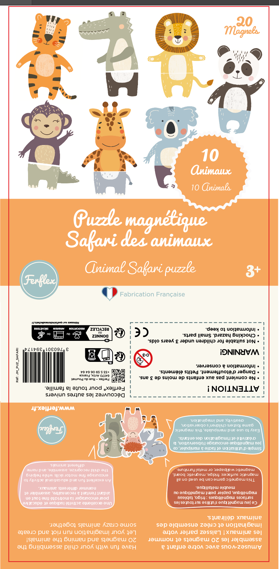 Magnetisk puslespil – Safari dyr